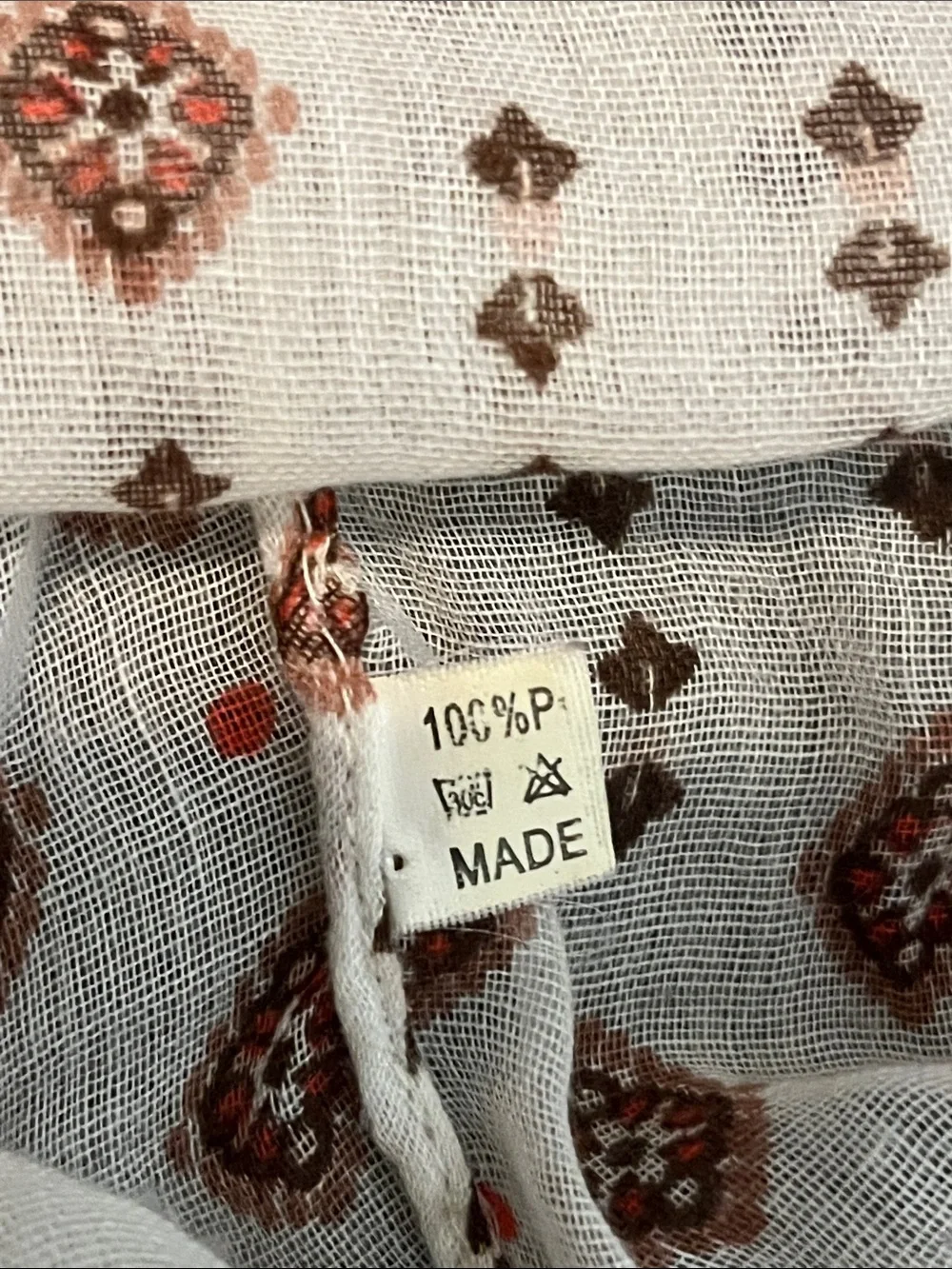 NWOT Large Square Cream Pink Patterned Infinity Scarf